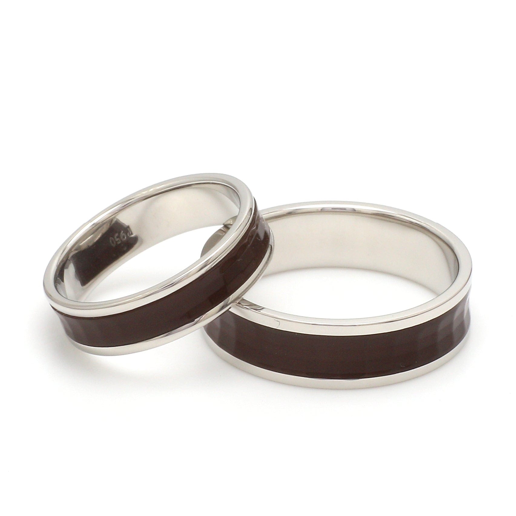 Jewelove™ Rings Both Platinum Couple Rings with Brown Ceramic JL PT 1329