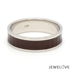 Jewelove™ Rings Men's Band only Platinum Couple Rings with Brown Ceramic JL PT 1329