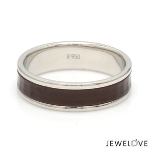 Jewelove™ Rings Women's Band only Platinum Couple Rings with Brown Ceramic JL PT 1329