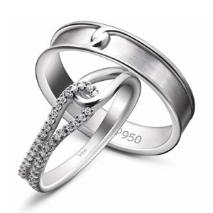 Jewelove™ Rings Both / SI IJ Platinum Couple Rings with Curves JL PT 451