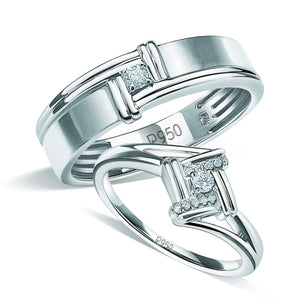 Jewelove™ Rings SI IJ / Both Platinum Couple Rings with Diamonds JL PT 930