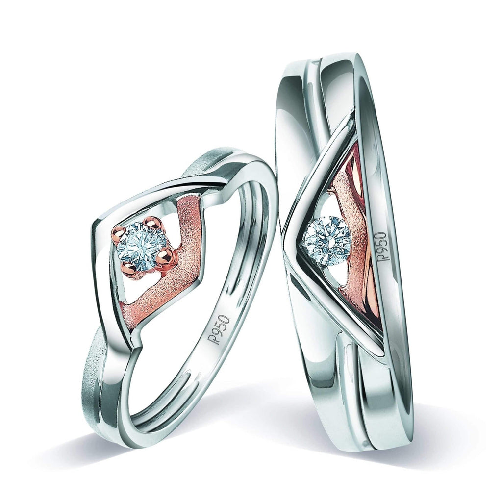 Jewelove™ Rings Platinum Couple Rings with Rose Gold & Diamonds JL PT 936