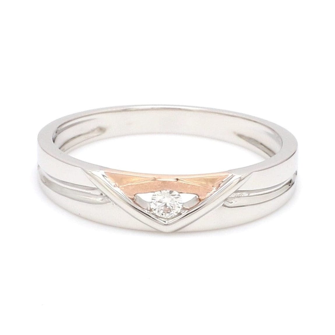 Jewelove™ Rings SI IJ / Men's Band only Platinum Couple Rings with Rose Gold & Diamonds JL PT 936