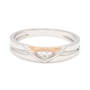 Jewelove™ Rings SI IJ / Men's Band only Platinum Couple Rings with Rose Gold & Diamonds JL PT 936