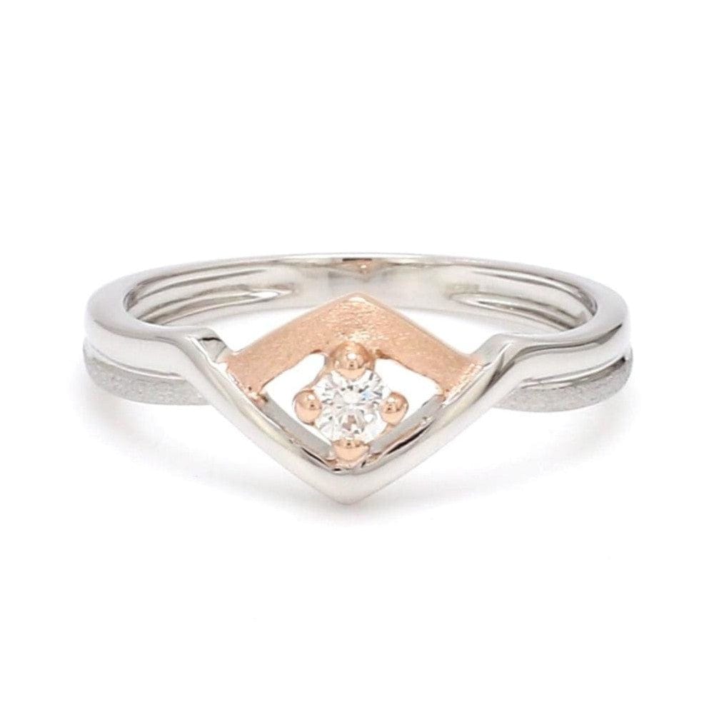 Jewelove™ Rings SI IJ / Women's Band only Platinum Couple Rings with Rose Gold & Diamonds JL PT 936