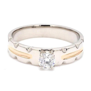 Jewelove™ Rings Platinum Couple Rings with Single Diamonds & Rose Gold Grooves JL PT 621