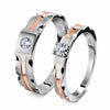 Jewelove™ Rings Platinum Couple Rings with Single Diamonds & Rose Gold Grooves JL PT 621