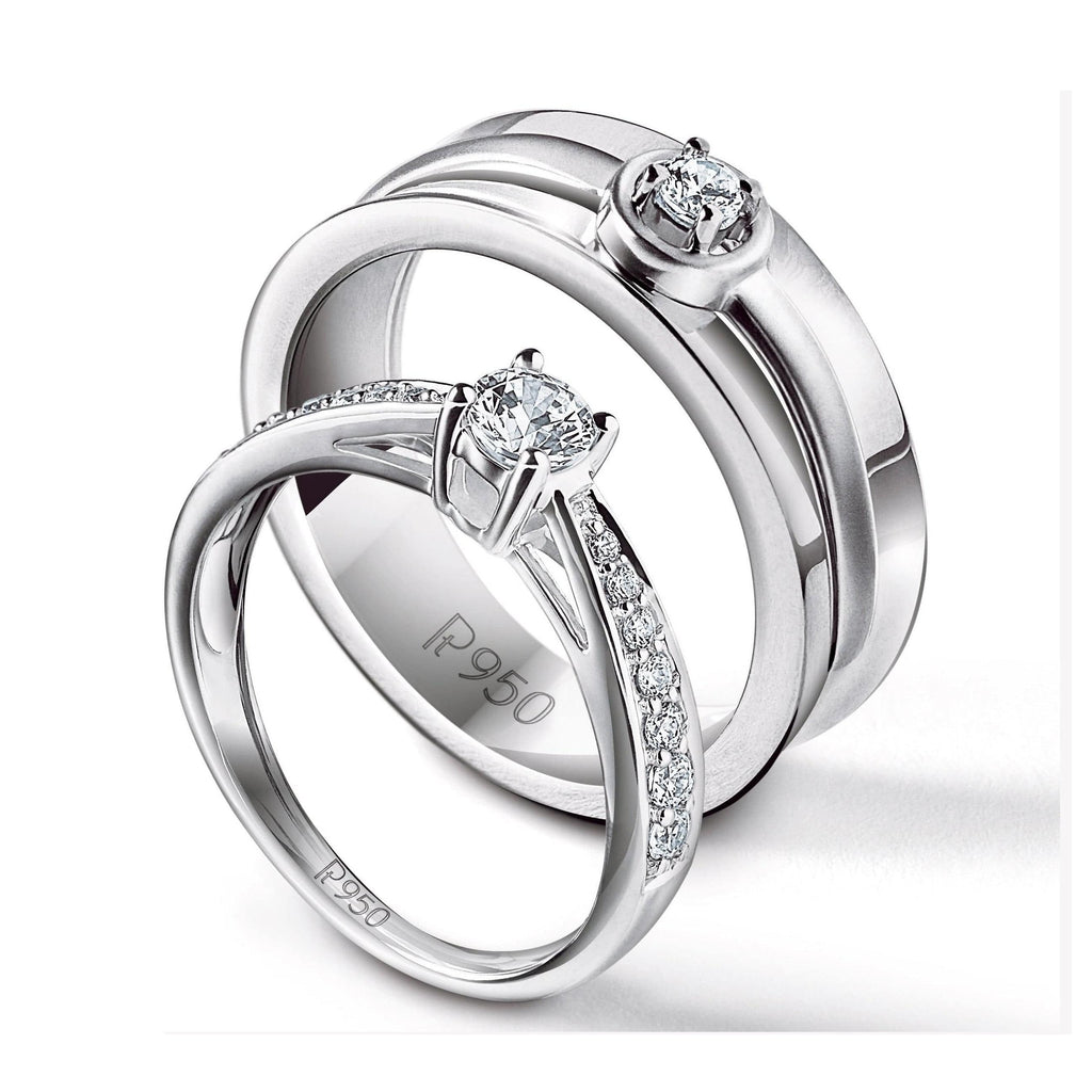 Platinum Couple Rings with Solitaires JL PT 624