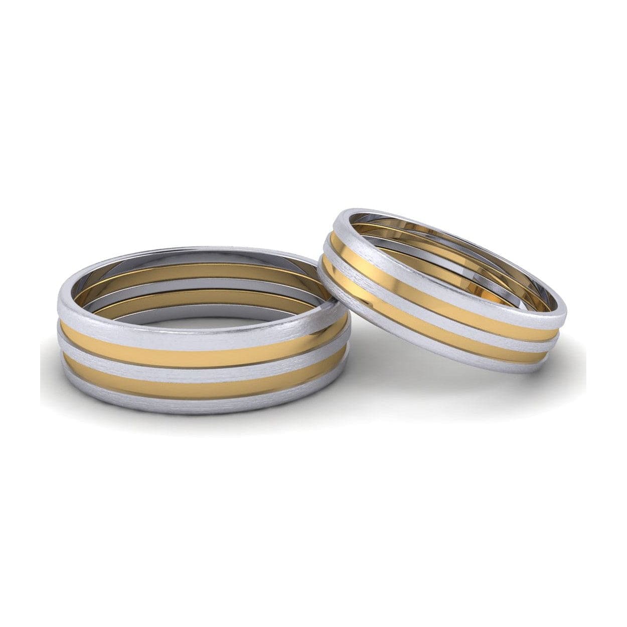 Jewelove™ Rings Platinum Couple Rings with Yellow Gold Deep Grooves JL PT 649