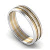 Jewelove™ Rings Men's Band only Platinum Couple Rings with Yellow Gold Deep Grooves JL PT 649