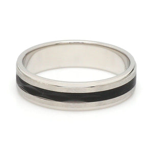 Jewelove™ Rings Platinum Couple Unisex Ring with Black Line Ceramic JL PT 1328