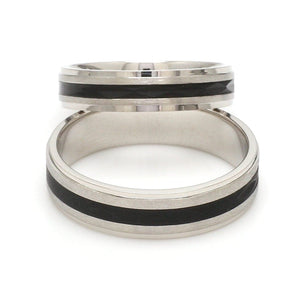 Jewelove™ Rings Platinum Couple Unisex Ring with Black Line Ceramic JL PT 1328