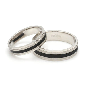 Jewelove™ Rings Platinum Couple Unisex Ring with Black Line Ceramic JL PT 1328