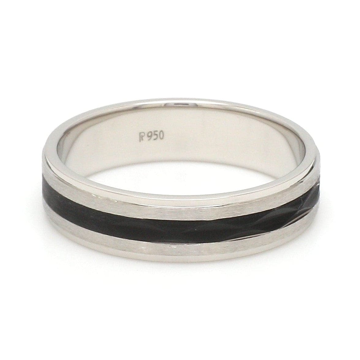 Jewelove™ Rings Platinum Couple Unisex Ring with Black Line Ceramic JL PT 1328