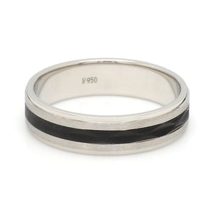 Jewelove™ Rings Platinum Couple Unisex Ring with Black Line Ceramic JL PT 1328