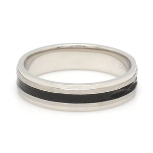 Jewelove™ Rings Platinum Couple Unisex Ring with Black Line Ceramic JL PT 1328