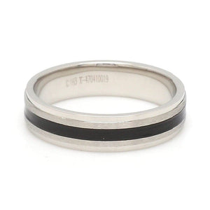 Jewelove™ Rings Platinum Couple Unisex Ring with Black Line Ceramic JL PT 1328