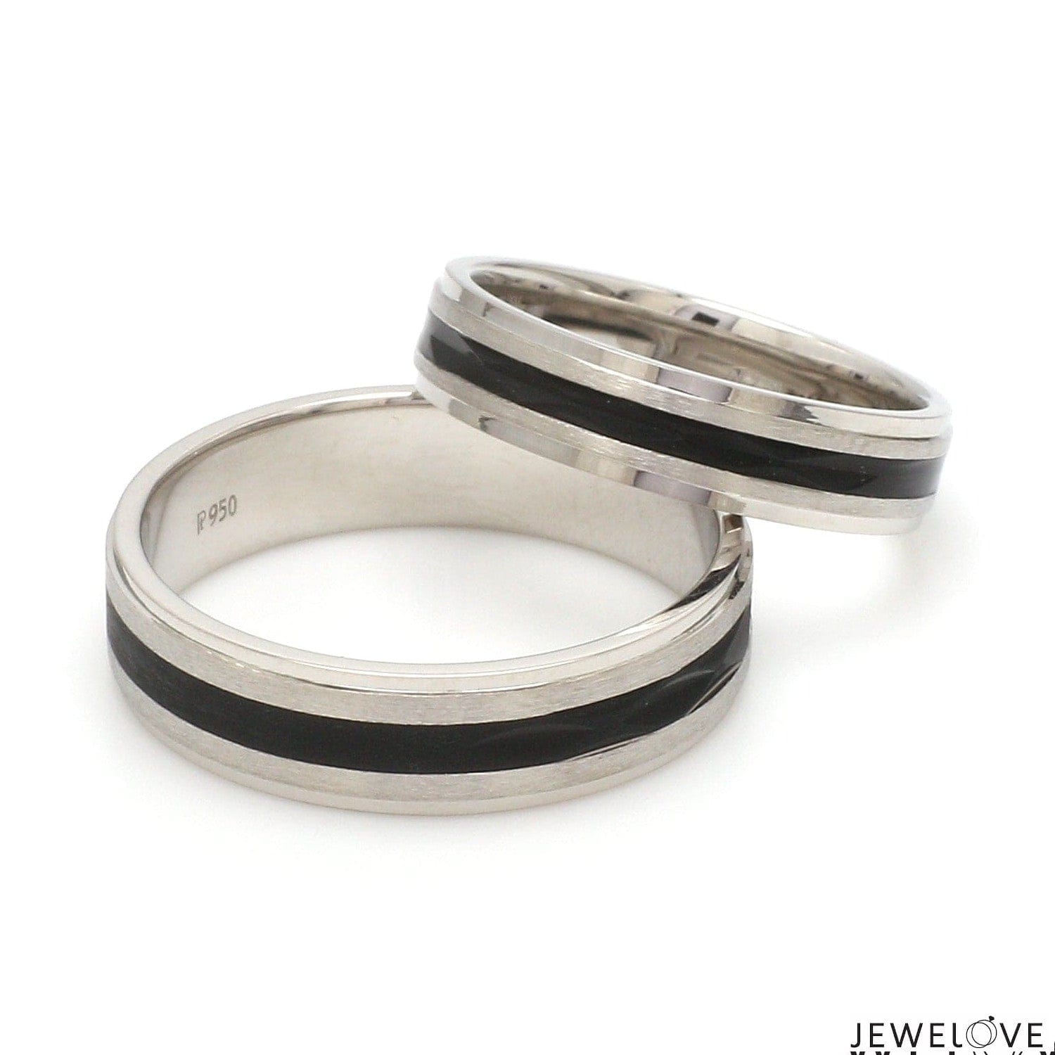 Jewelove™ Rings Men's Band only Platinum Couple Unisex Ring with Black Line Ceramic JL PT 1328