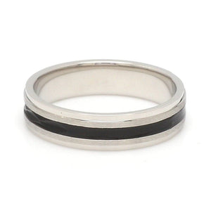 Jewelove™ Rings Women's Band only Platinum Couple Unisex Ring with Black Line Ceramic JL PT 1328