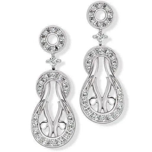 18K White Gold Teardrop Diamond Cluster and South Sea Cultured Pearl Drop  Earrings (12-13 mm)