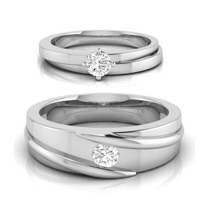 Jewelove™ Rings Both / J VS Platinum Diamond Couple Love Bands JL PT B-27