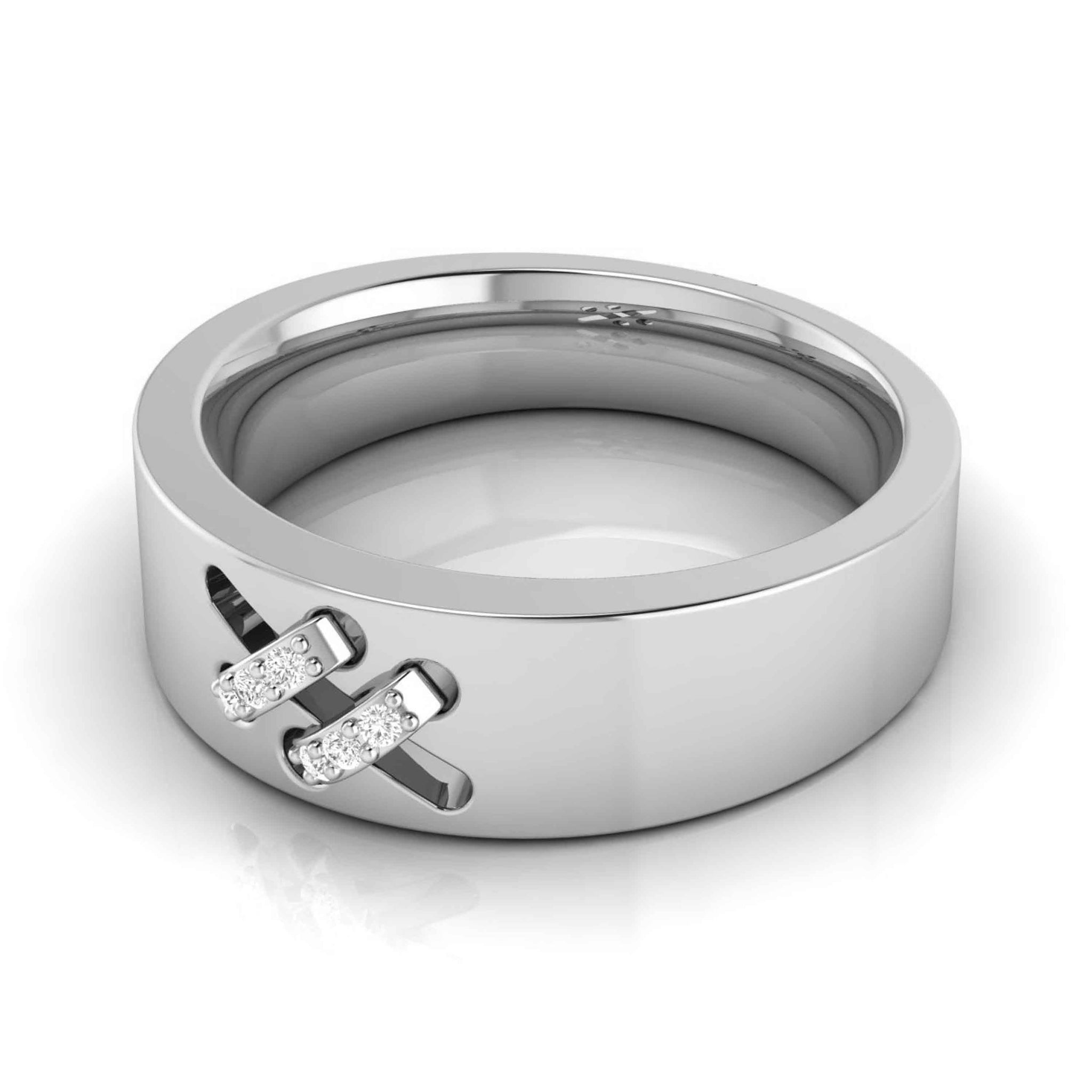 Jewelove™ Rings Platinum Diamond Couple Love Bands JL PT CB-1