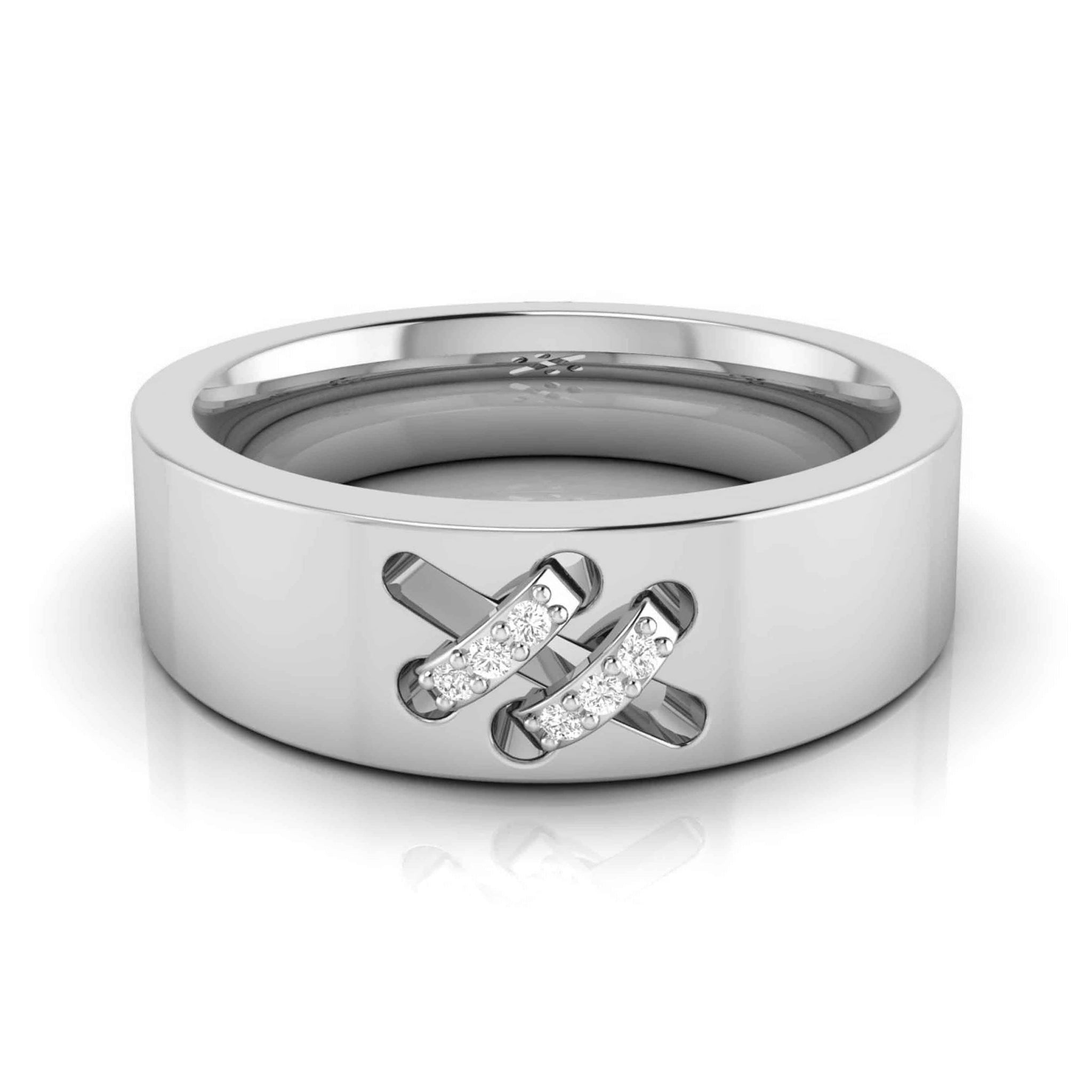 Jewelove™ Rings Platinum Diamond Couple Love Bands JL PT CB-1