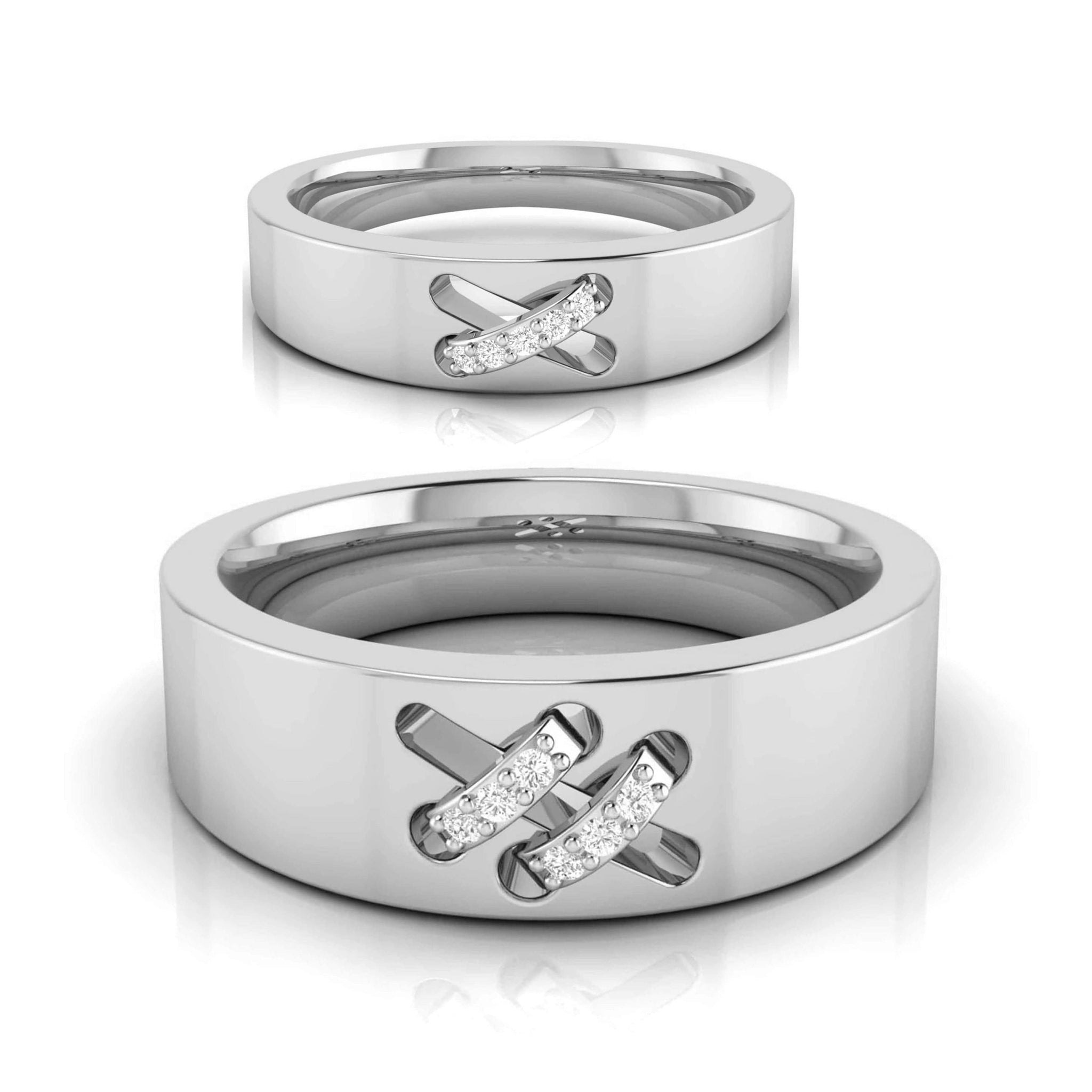 Jewelove™ Rings Both / SI IJ Platinum Diamond Couple Love Bands JL PT CB-1