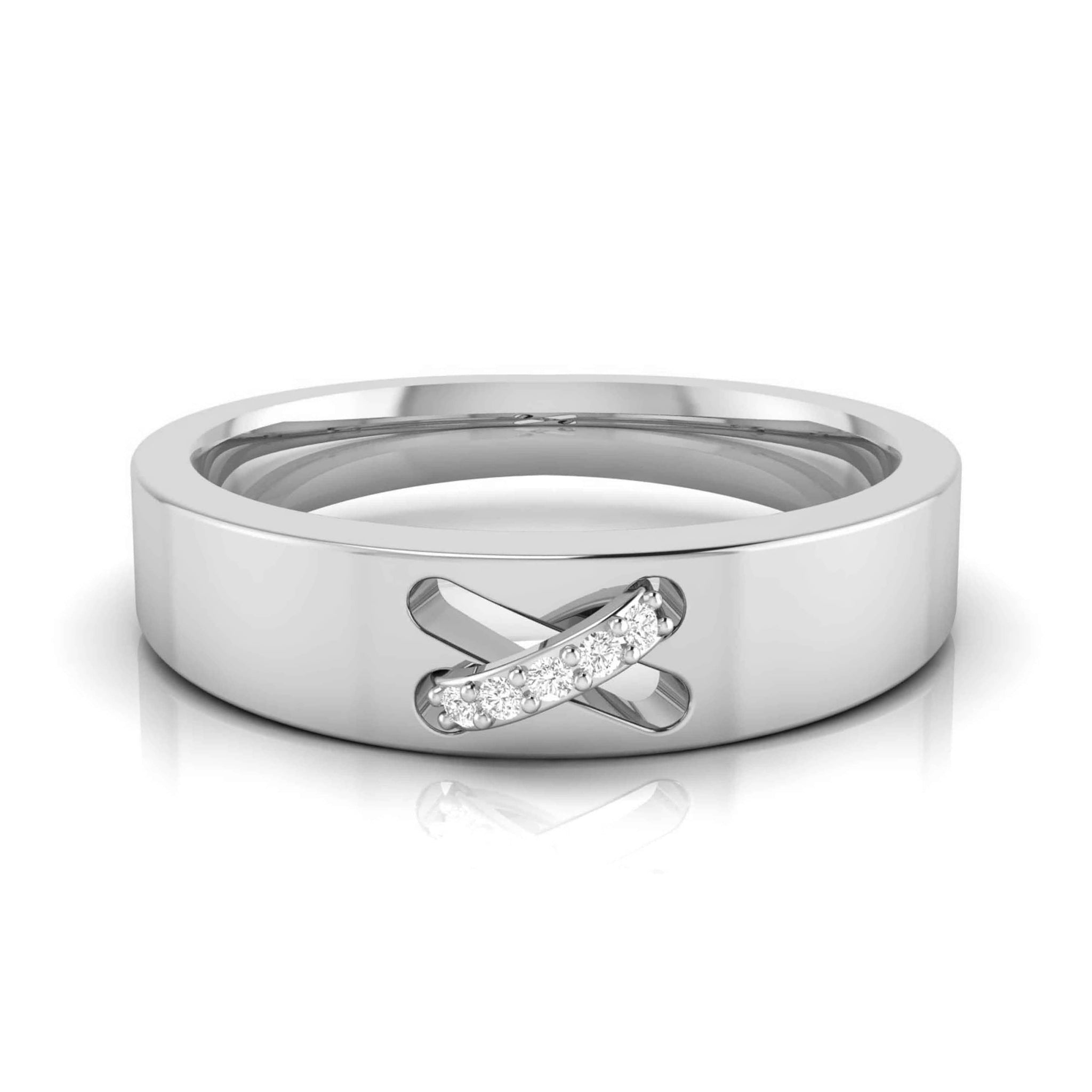 Jewelove™ Rings Women's Band only / SI IJ Platinum Diamond Couple Love Bands JL PT CB-1