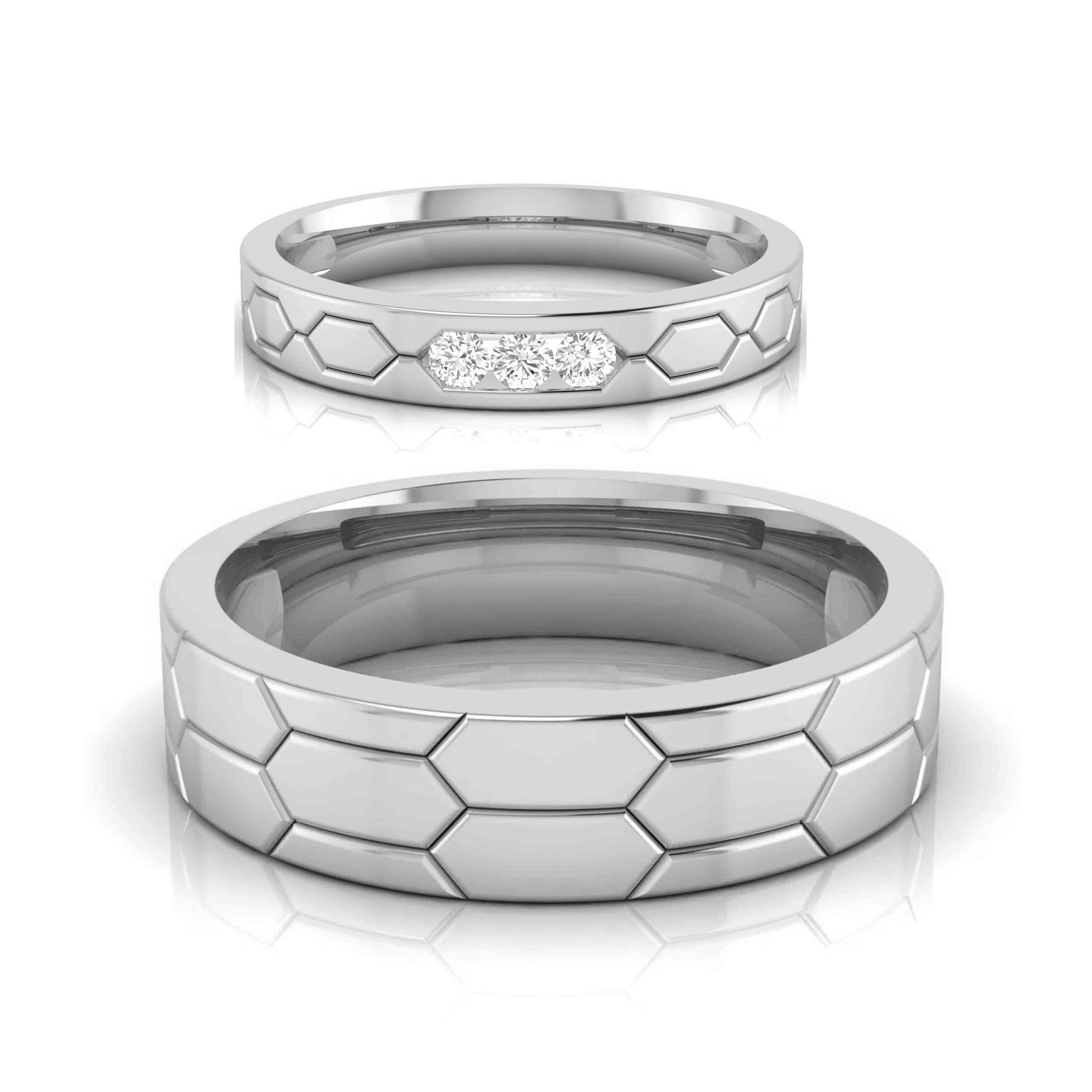 Jewelove™ Rings Both / SI IJ Platinum Diamond Couple Love Bands JL PT CB-3