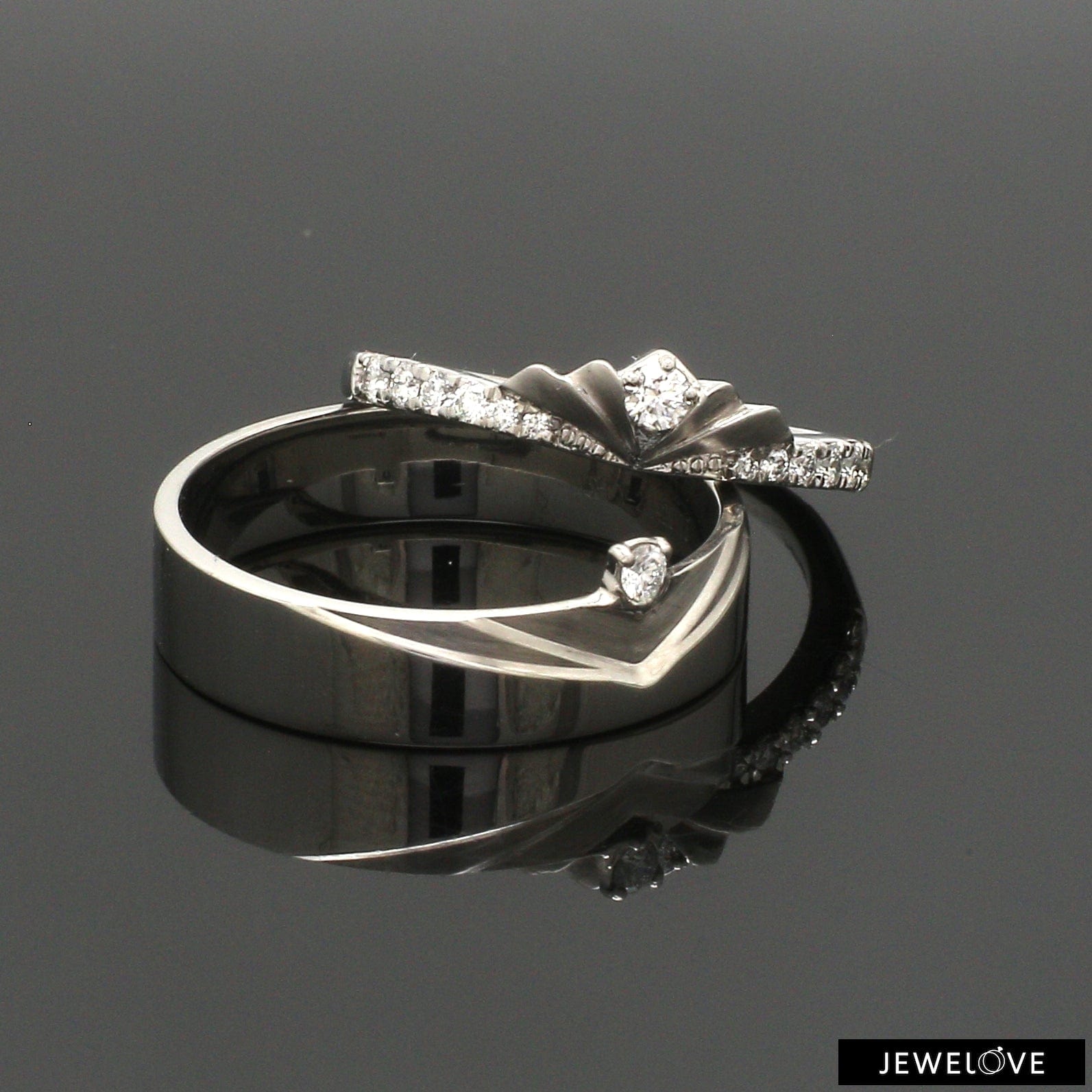 Jewelove™ Rings Platinum Diamond Couple Ring JL PT 1364