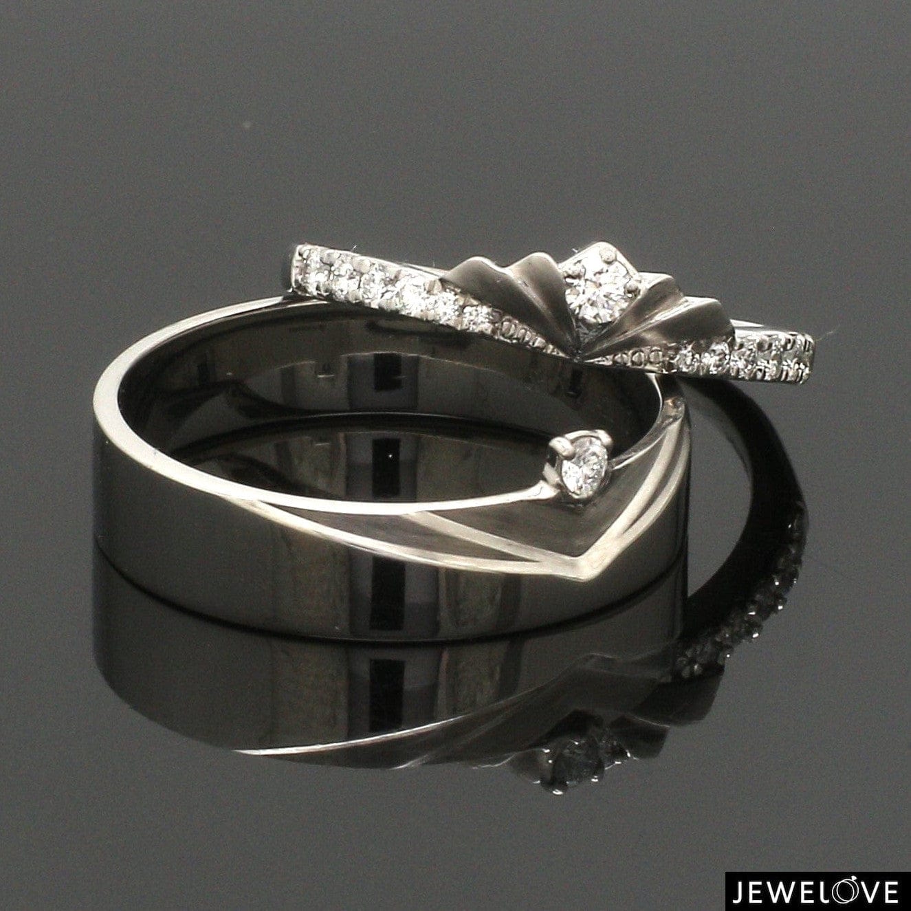 Jewelove™ Rings Platinum Diamond Couple Ring JL PT 1364