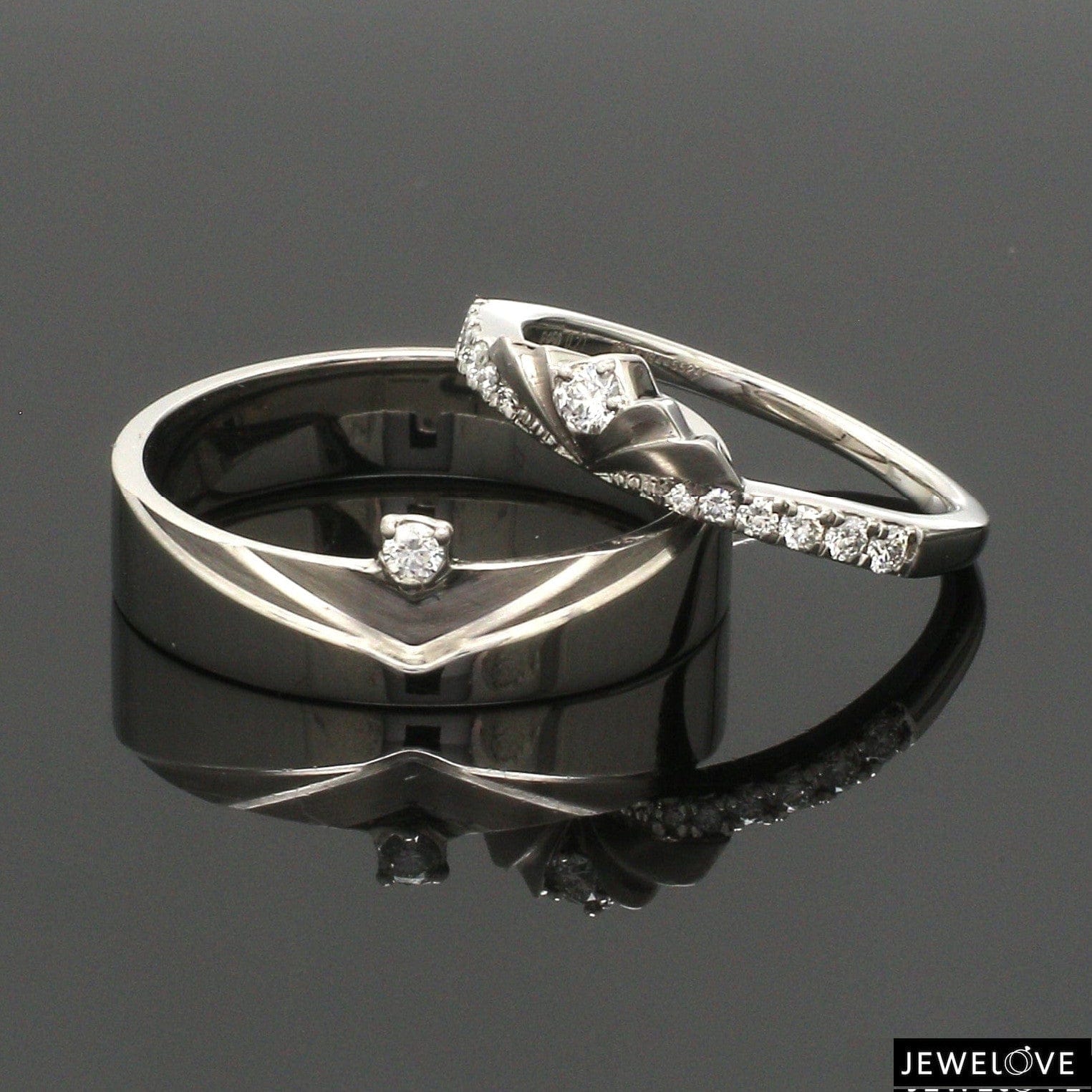 Jewelove™ Rings Both / SI IJ Platinum Diamond Couple Ring JL PT 1364