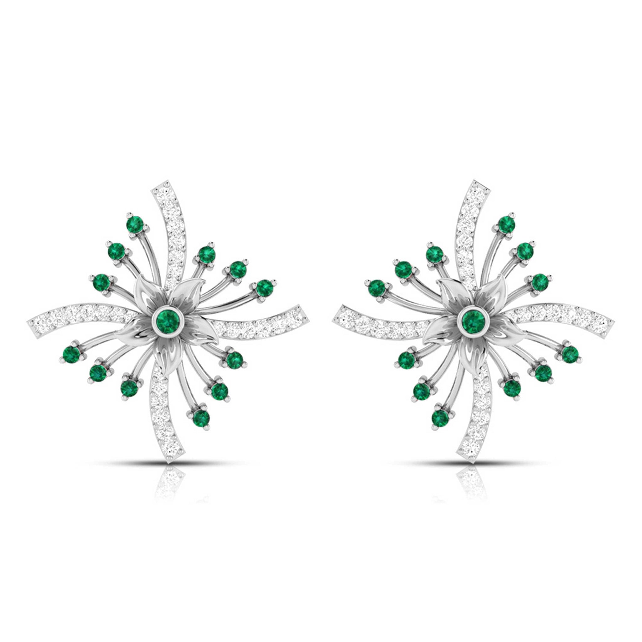 Jewelove™ Earrings Green Platinum Diamond Earrings for Women JL PT E NL8581