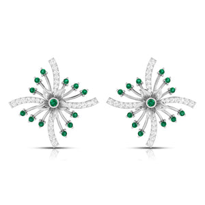 Jewelove™ Earrings Green Platinum Diamond Earrings for Women JL PT E NL8581