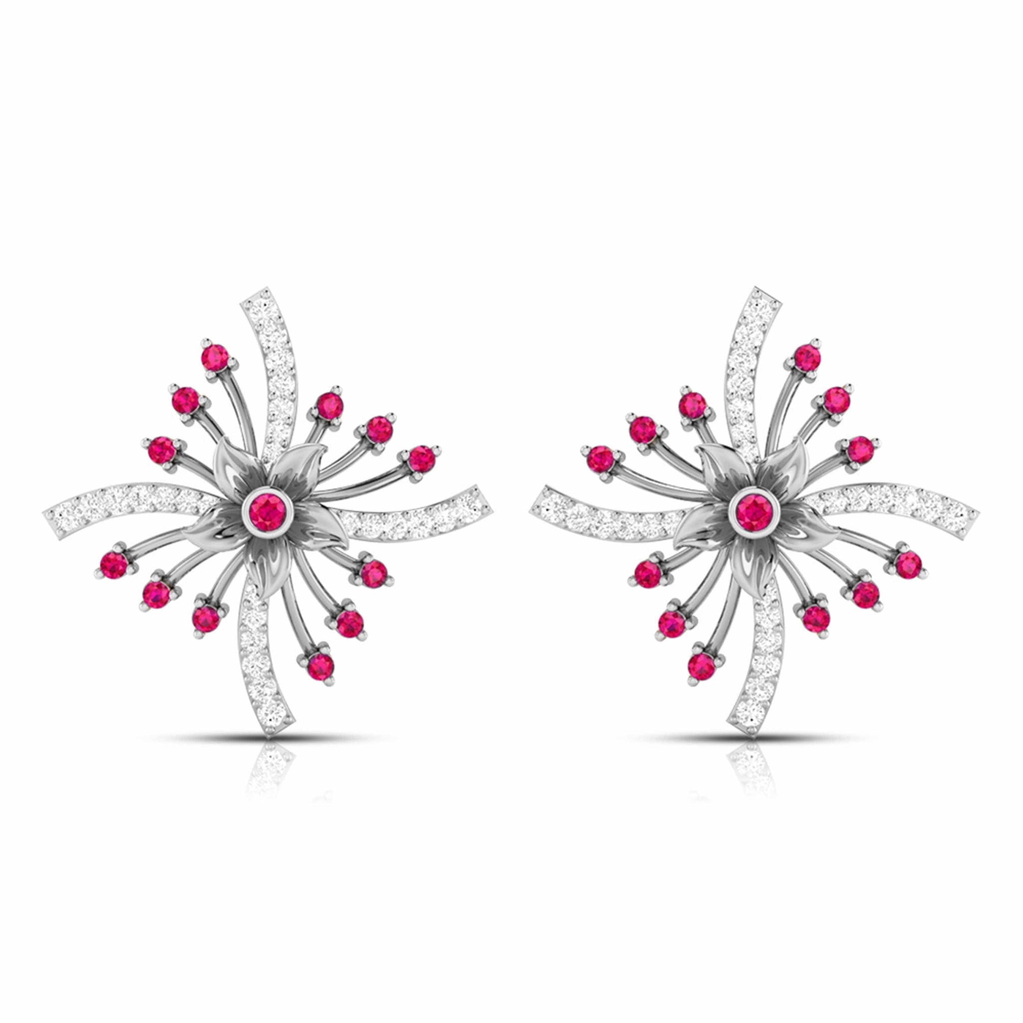 Jewelove™ Earrings Red Platinum Diamond Earrings for Women JL PT E NL8581