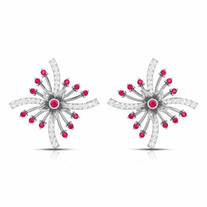 Jewelove™ Earrings Red Platinum Diamond Earrings for Women JL PT E NL8581