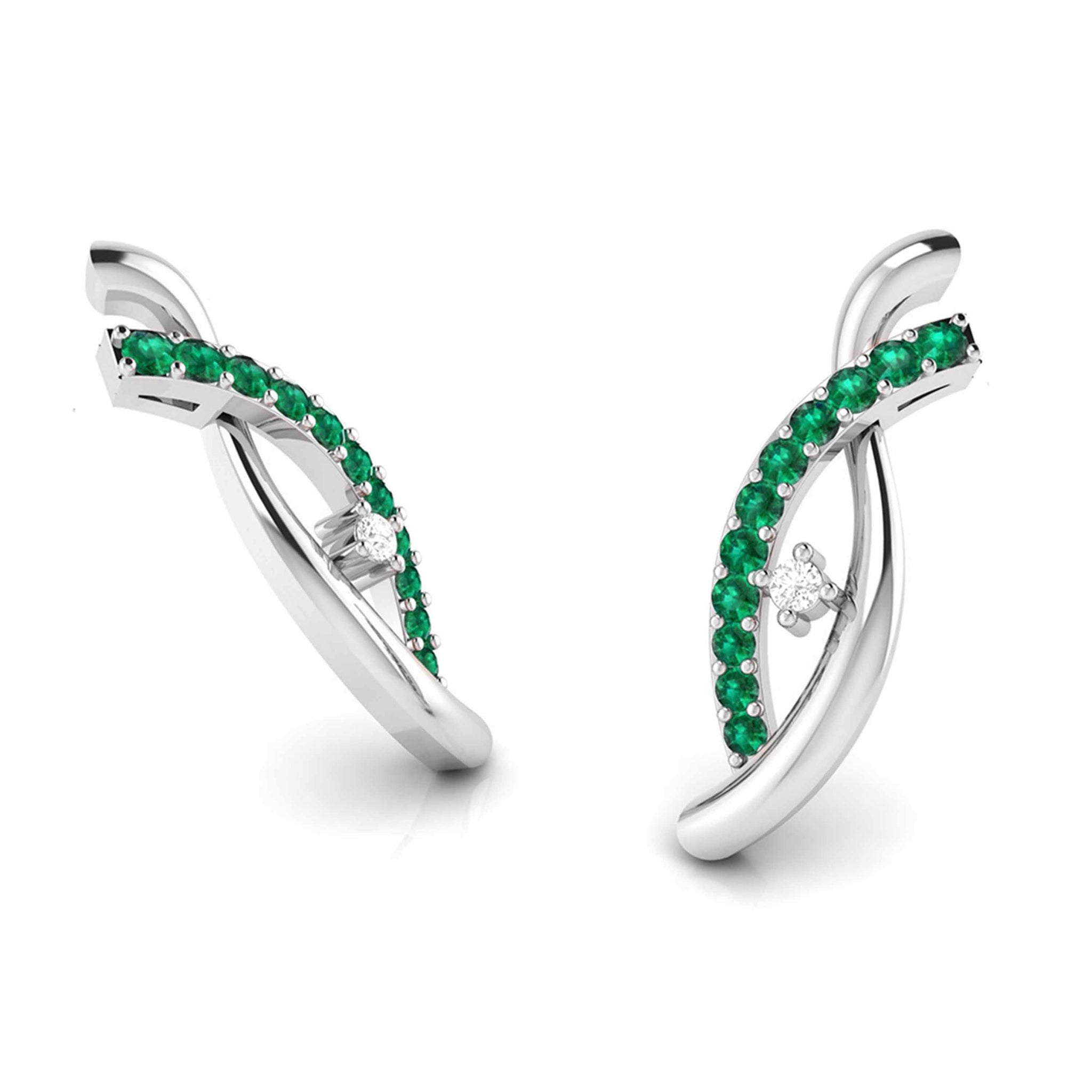 Jewelove™ Earrings Platinum Diamond Earrings With Emerald for Women JL PT E NL8655