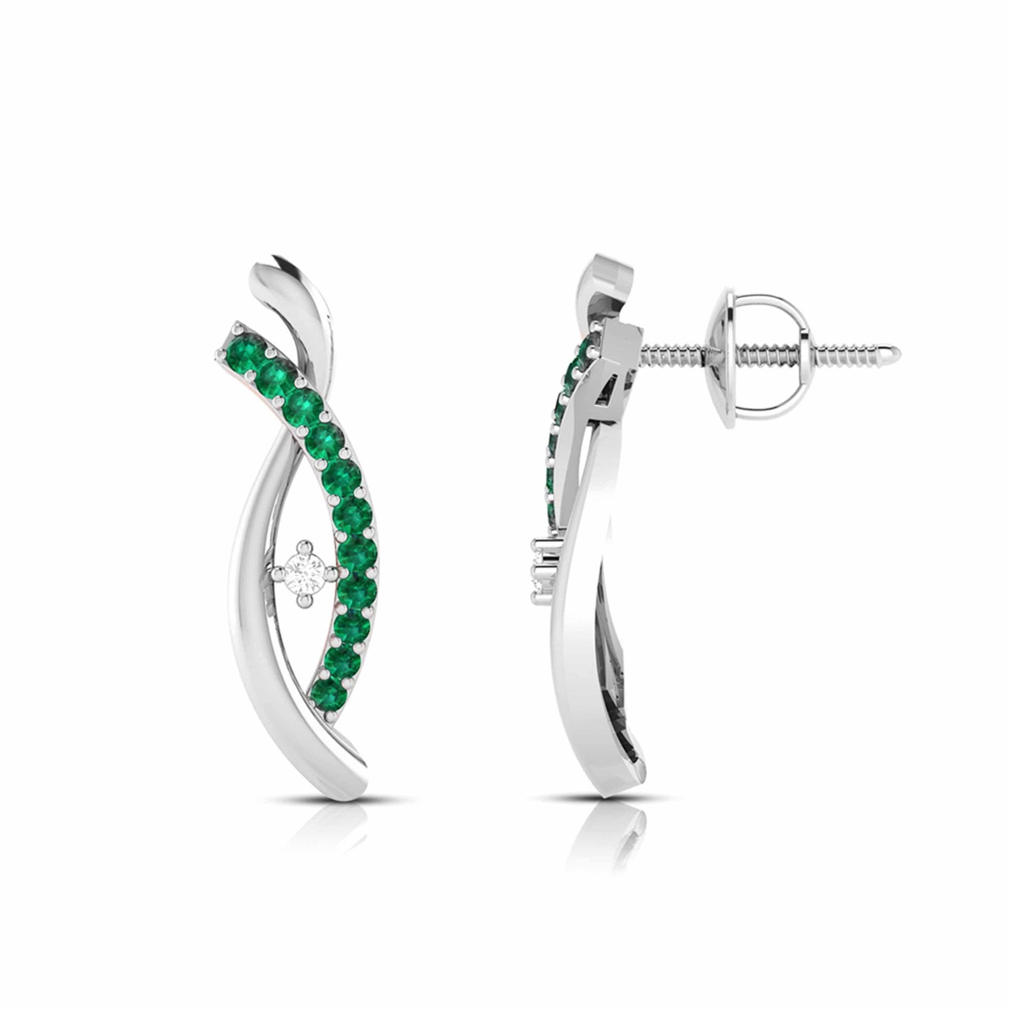 Jewelove™ Earrings Platinum Diamond Earrings With Emerald for Women JL PT E NL8655