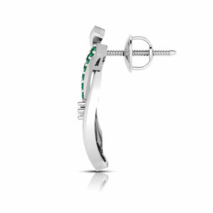 Jewelove™ Earrings Platinum Diamond Earrings With Emerald for Women JL PT E NL8655