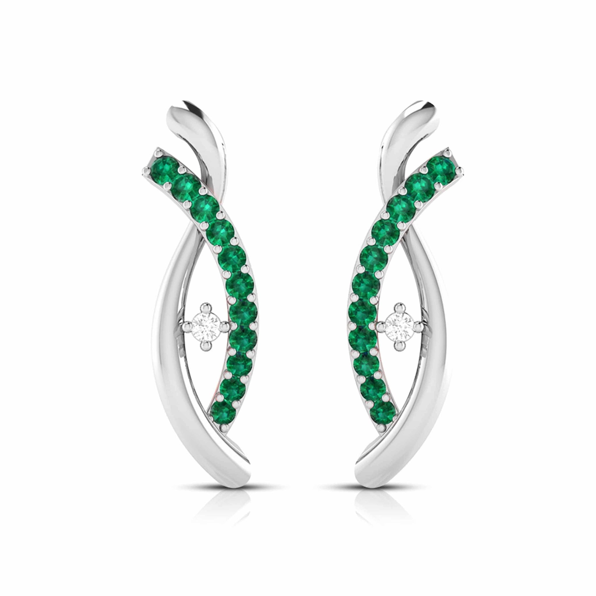 Jewelove™ Earrings Platinum Diamond Earrings With Emerald for Women JL PT E NL8655