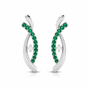 Jewelove™ Earrings Platinum Diamond Earrings With Emerald for Women JL PT E NL8655