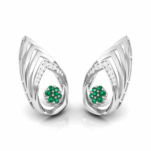 Jewelove™ Earrings Platinum Diamond Earrings With Emerald for Women JL PT E NL8657