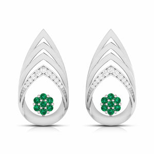 Jewelove™ Earrings Green Platinum Diamond Earrings With Emerald for Women JL PT E NL8657