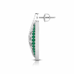 Jewelove™ Earrings Platinum Diamond Earrings With Emerald for Women JL PT E NL8661