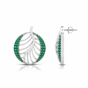 Jewelove™ Earrings Platinum Diamond Earrings With Emerald for Women JL PT E NL8661