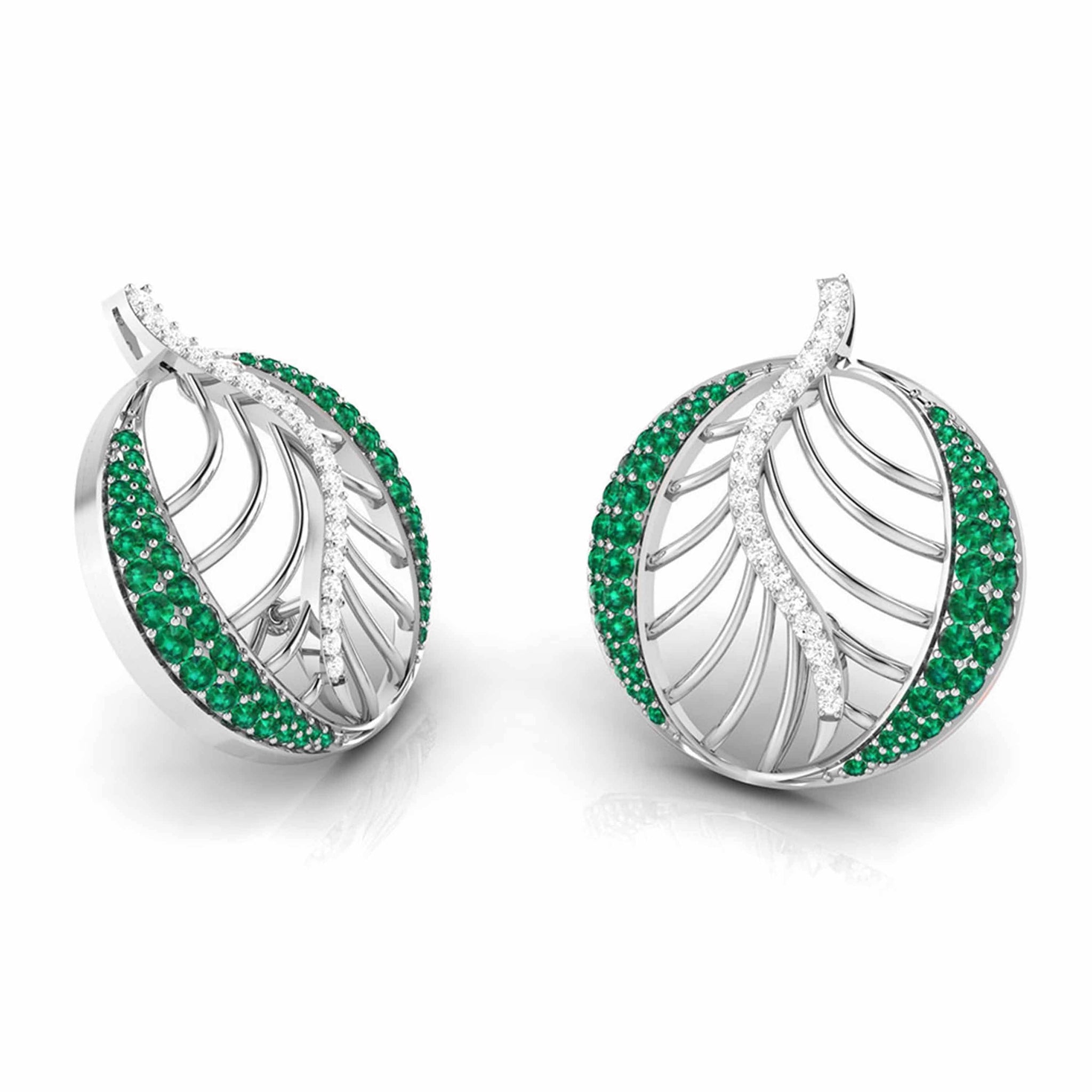 Jewelove™ Earrings Platinum Diamond Earrings With Emerald for Women JL PT E NL8661