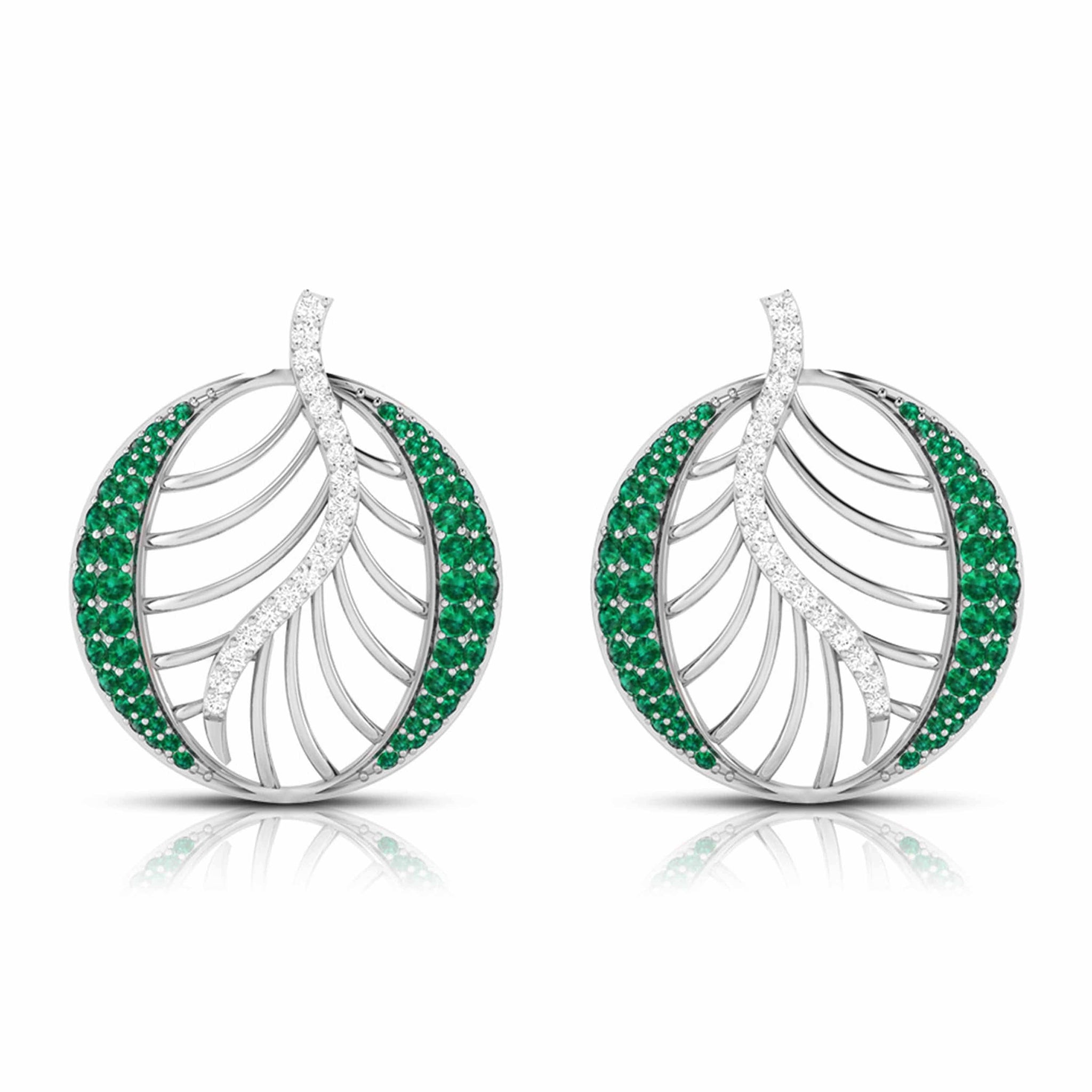 Jewelove™ Earrings Green Platinum Diamond Earrings With Emerald for Women JL PT E NL8661