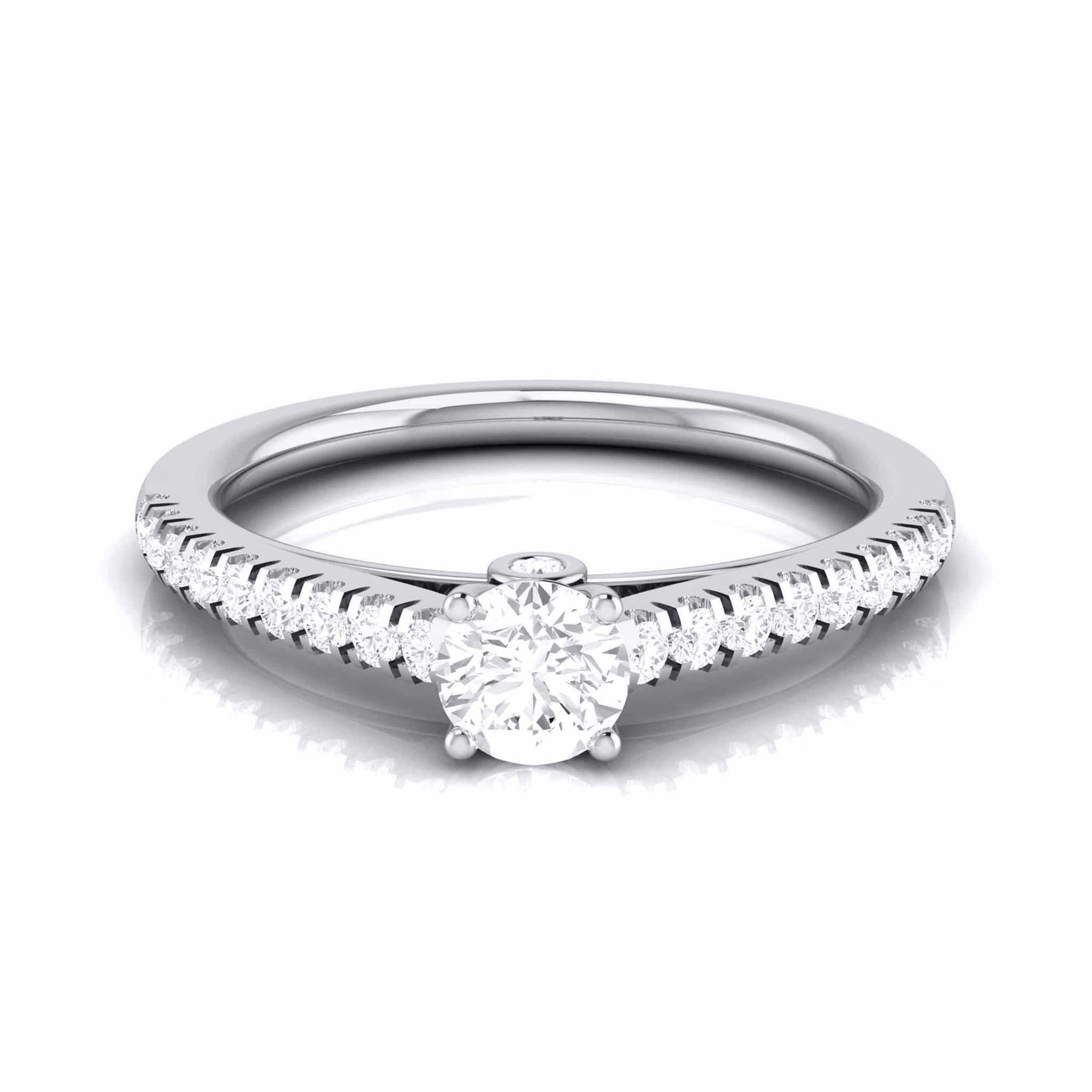 Jewelove™ Rings Platinum Diamond Halo Solitaire Engagement Ring JL PT R-55