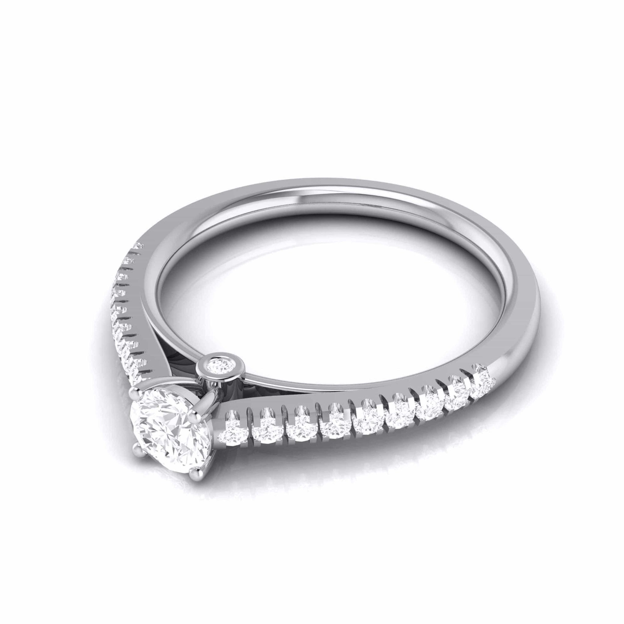 Jewelove™ Rings Platinum Diamond Halo Solitaire Engagement Ring JL PT R-55